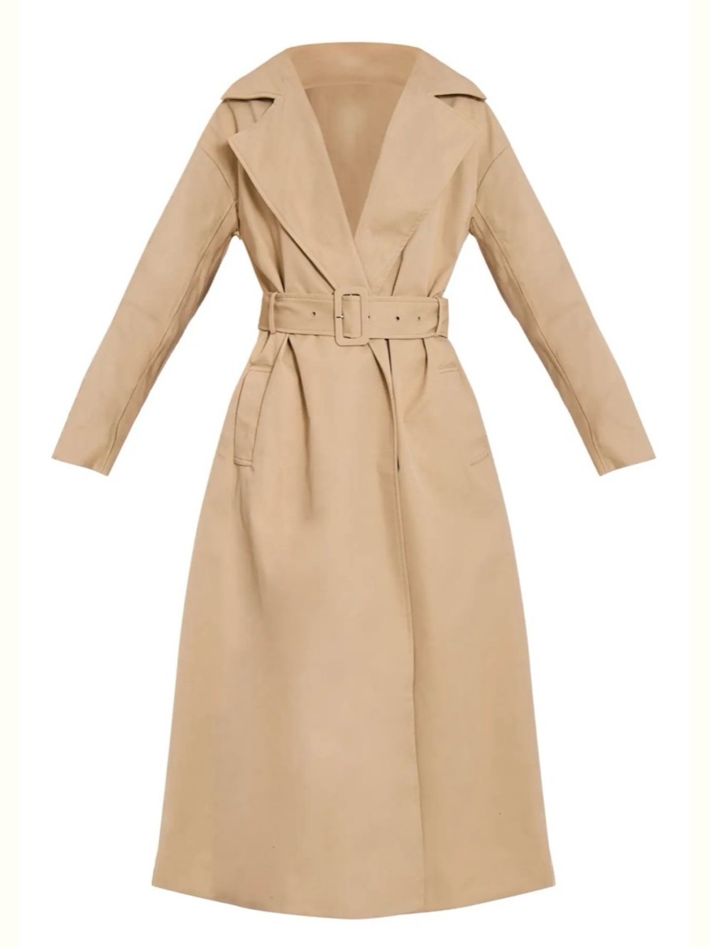 PrettyLittleThing Beige Belted Trench Coat